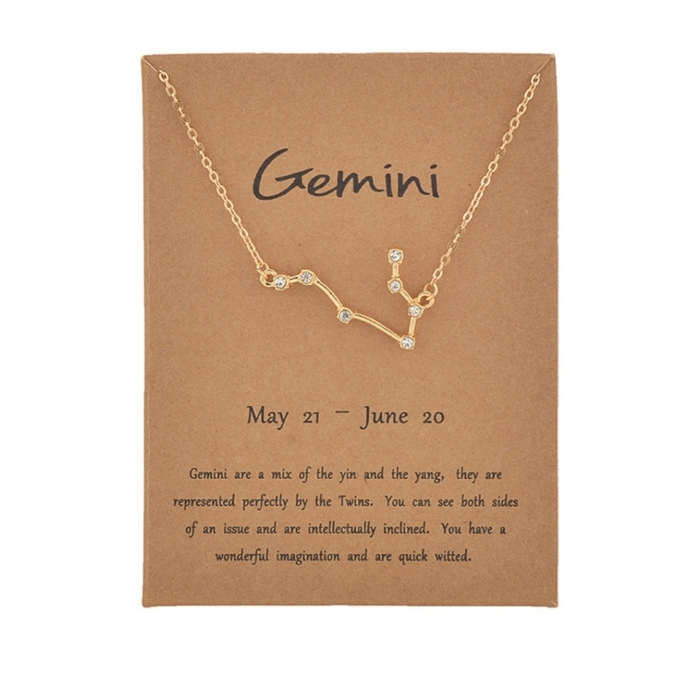 NEW‎ Gold Astrological Crystal Pisces Adjustable Necklace